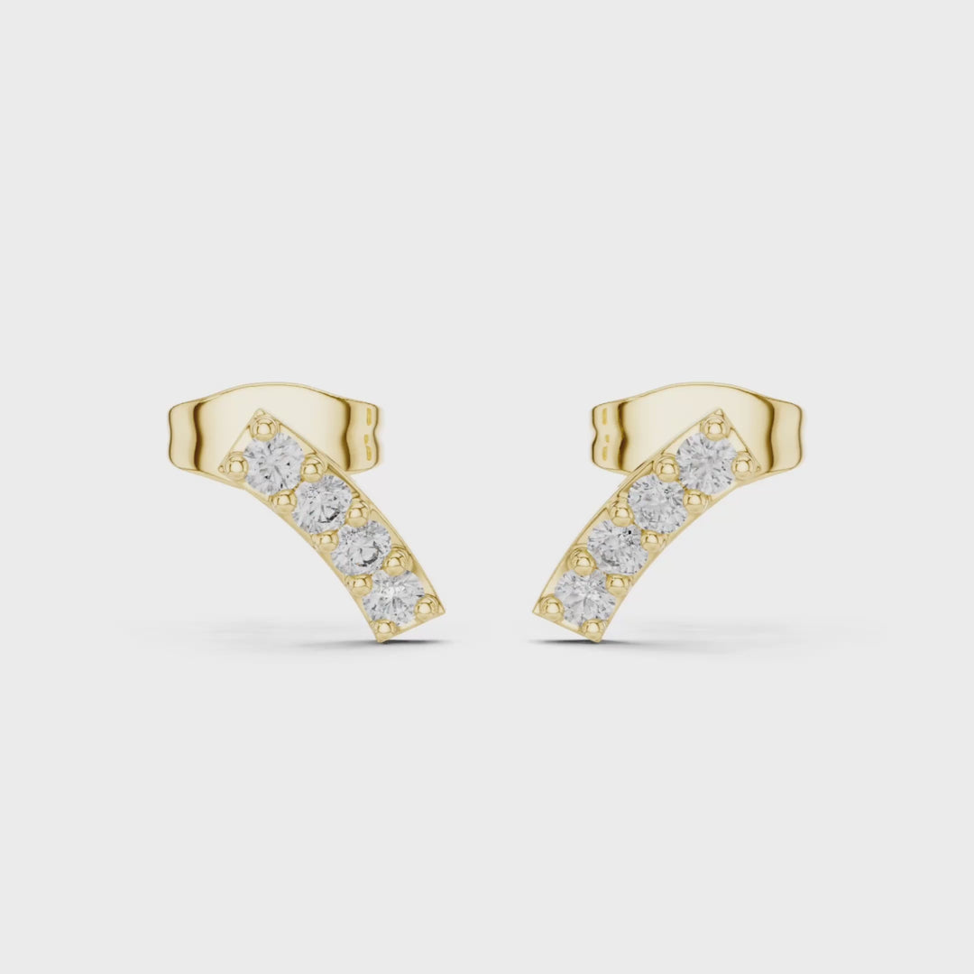 Round Diamond Arc Stud Earrings - E1156