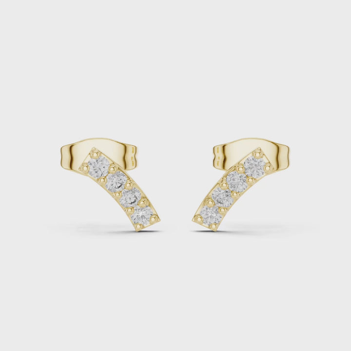 Round Diamond Arc Stud Earrings - E1156