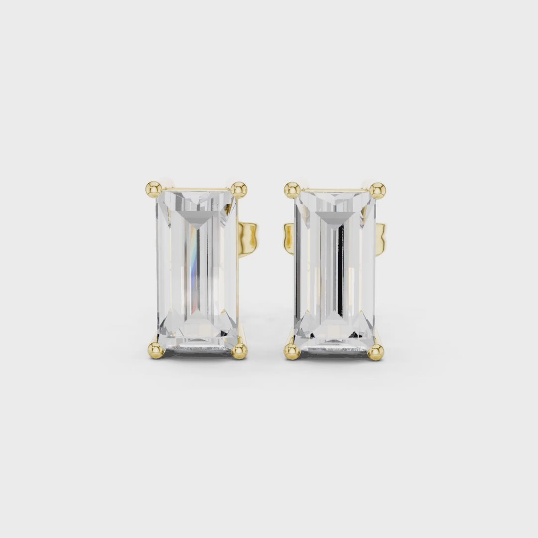 Baguette Cut 3.20 ctw Diamond Stud Earrings - E1138