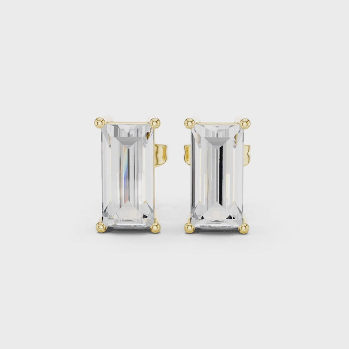 Baguette Cut 3.20 ctw Diamond Stud Earrings - E1138