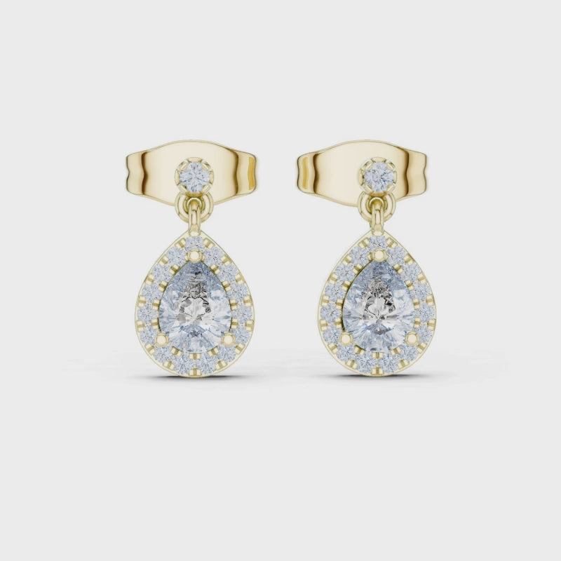 Pear Halo Drop Diamond Earrings - E1120