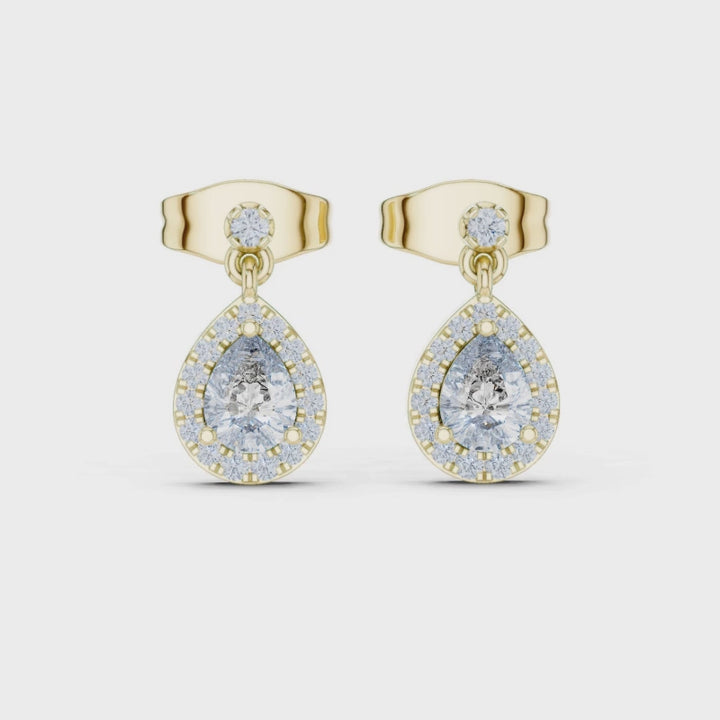 Pear Halo Drop Diamond Earrings - E1120
