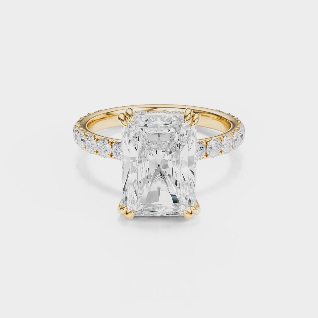 Lumière Radiant Cut Diamond Pavé Engagement Ring - R1272
