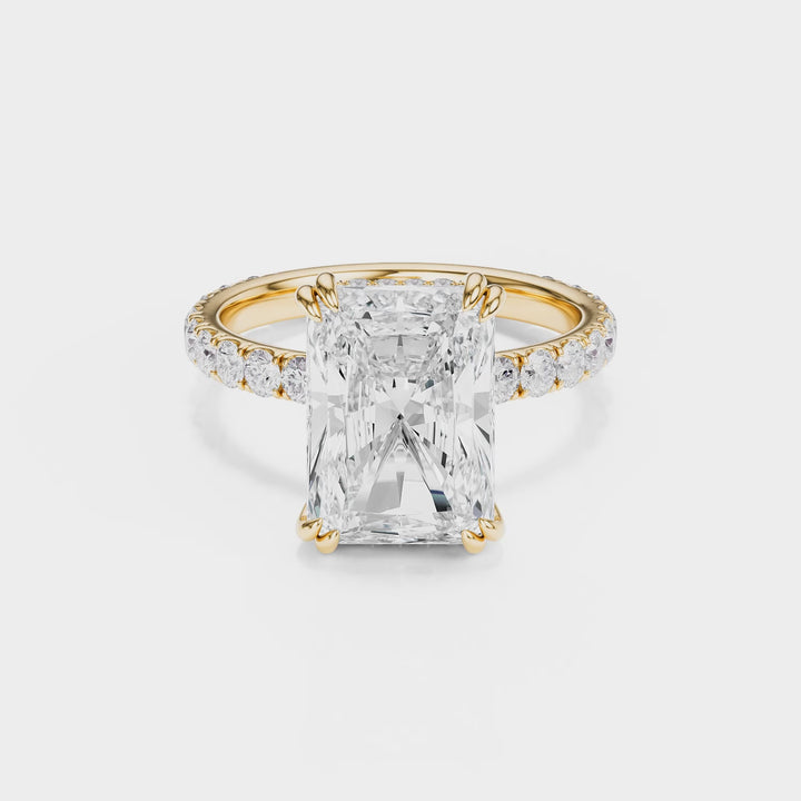 Lumière Radiant Cut Diamond Pavé Engagement Ring - R1272