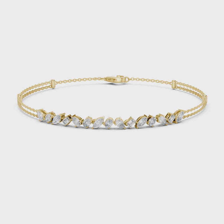 Mixed Shape 1.5 ctw Lab Diamond Chain Bracelet - BC131