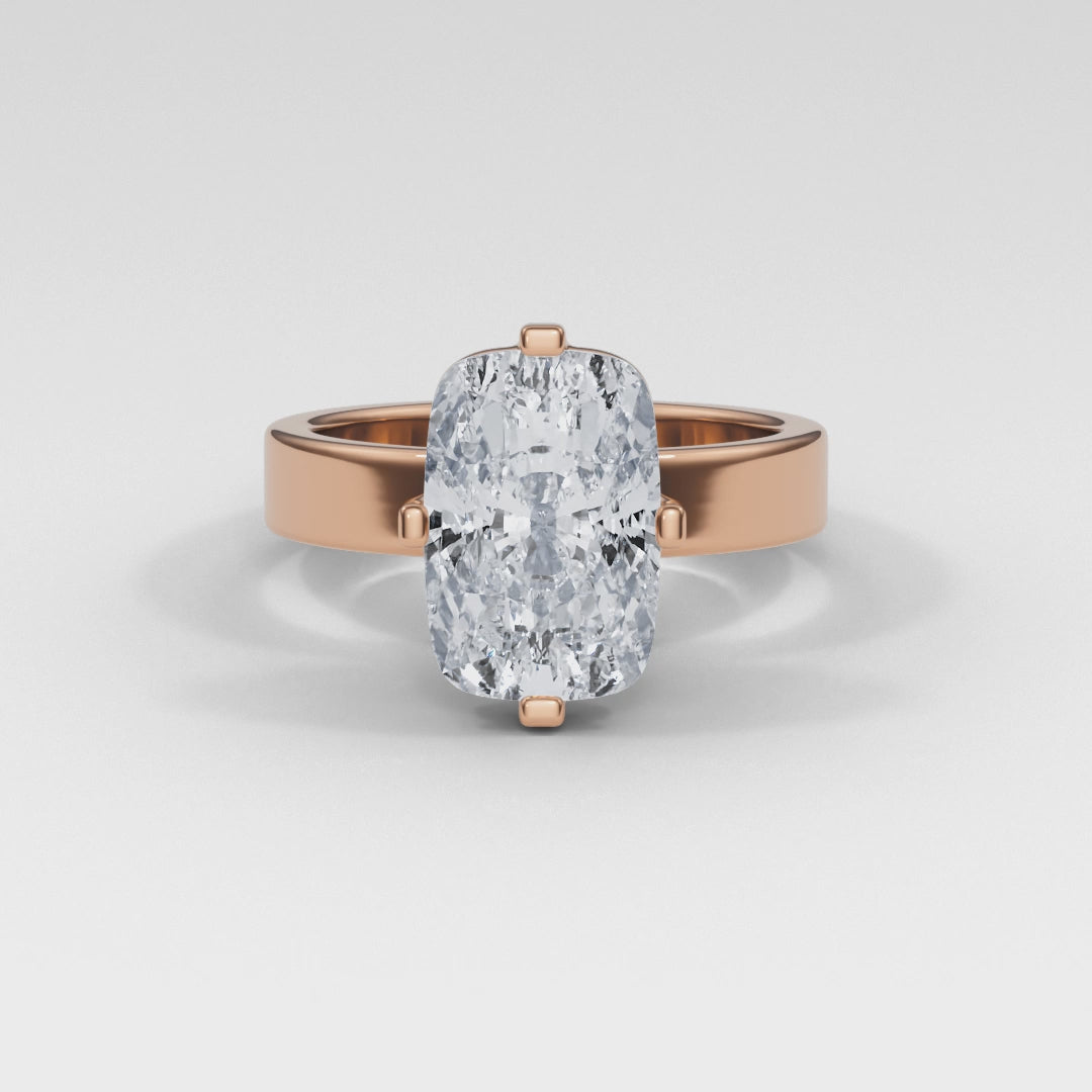 Elongated Cushion Solitaire Ring - R1028