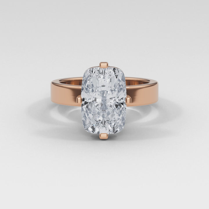 Elongated Cushion Solitaire Ring - R1028