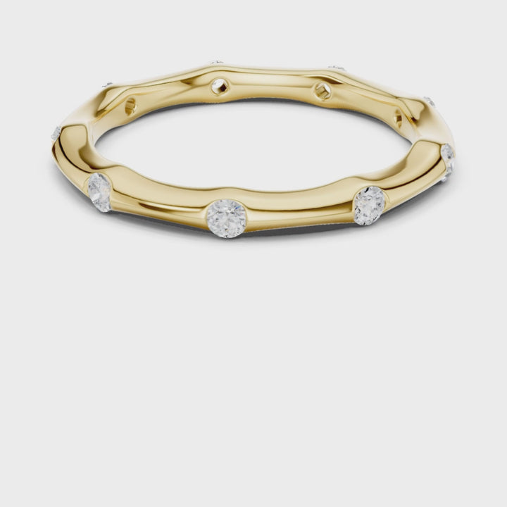 Bamboo Bezel Set Round 0.31 ctw Diamond Band - B1169
