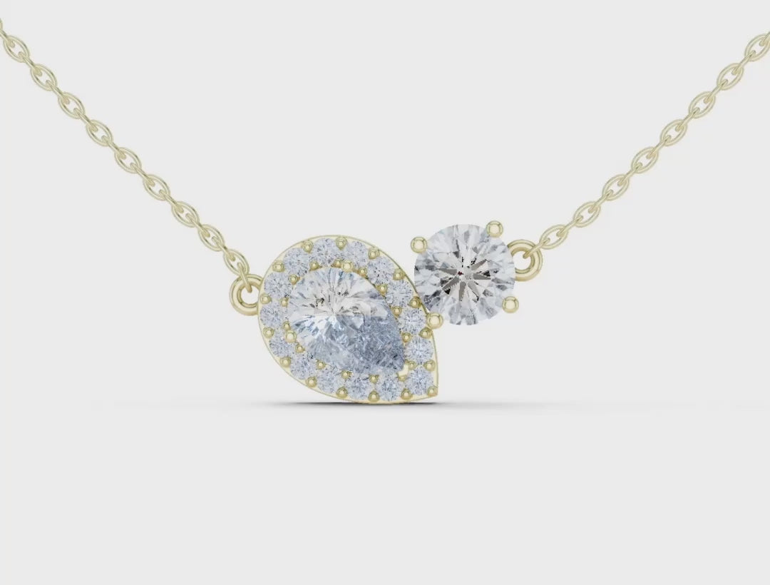 Pear & Round Toi et Moi 2.30 ctw Diamond Necklace - P1123