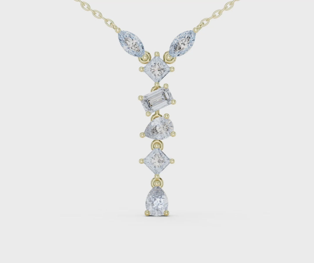 Mixed-Cut 3.5 ctw Diamond Drop Necklace - P1126
