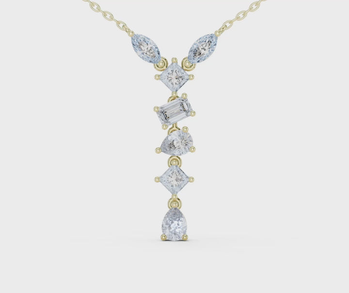 Mixed-Cut 3.5 ctw Diamond Drop Necklace - P1126