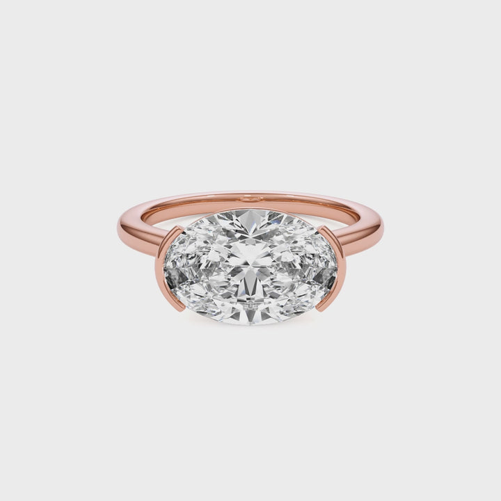 Adore Half Bezel Oval Diamond Engagement Ring - R1048