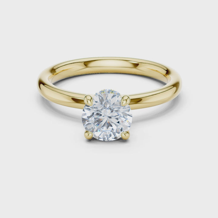 Aurelle Hidden Halo Round Diamond Engagement Ring - R1273