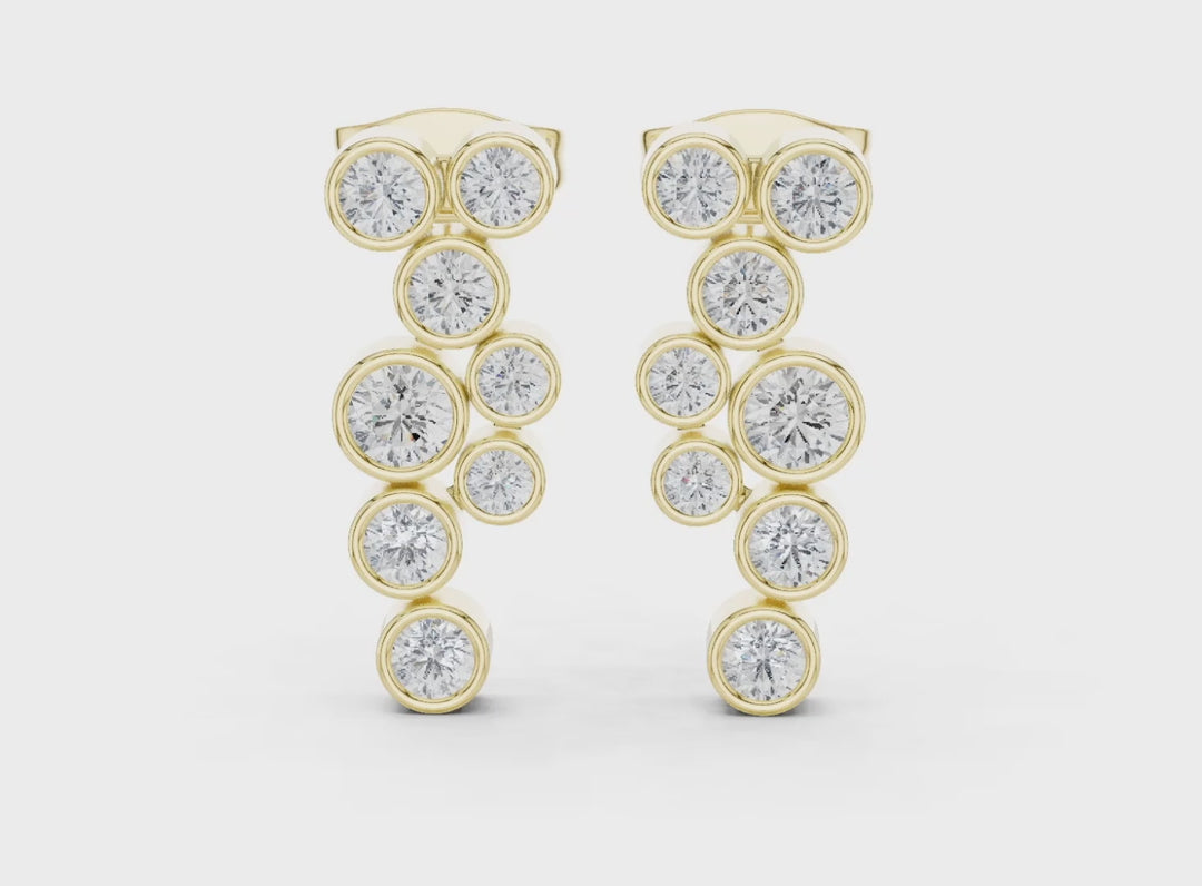 Bezel Diamond Cascade Drop Earrings - E1124