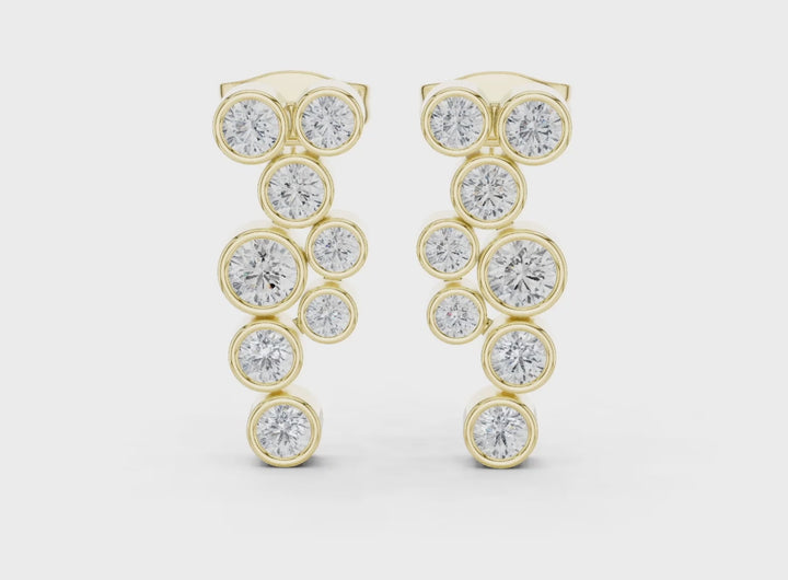 Bezel Diamond Cascade Drop Earrings - E1124