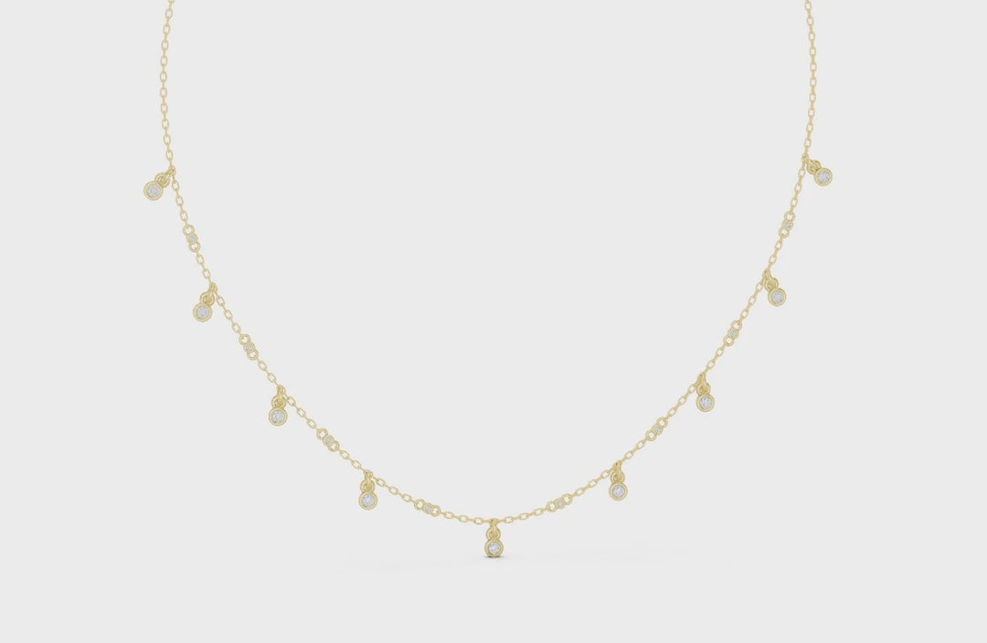 Diamond Station Dangle Necklace - P1125