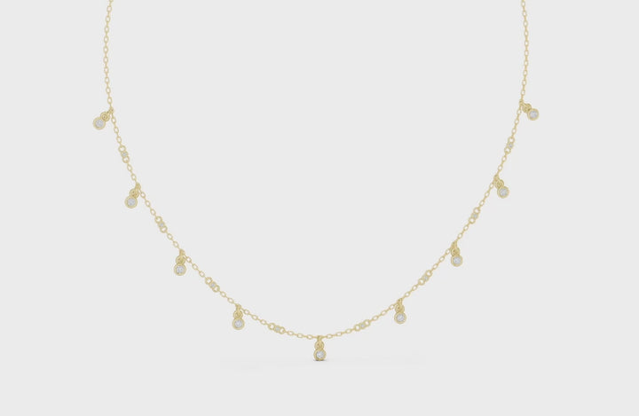 Diamond Station Dangle Necklace - P1125