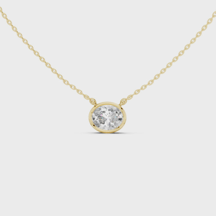Oval Cut Diamond Bezel Solitaire Pendant - P1135OV