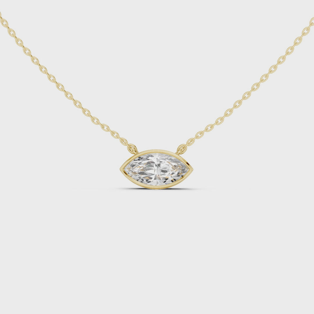 Marquise Cut Diamond Bezel Solitaire Pendant – P1135MQ
