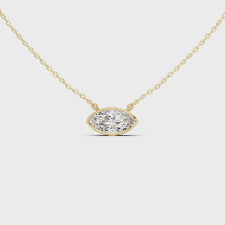 Marquise Cut Diamond Bezel Solitaire Pendant – P1135MQ