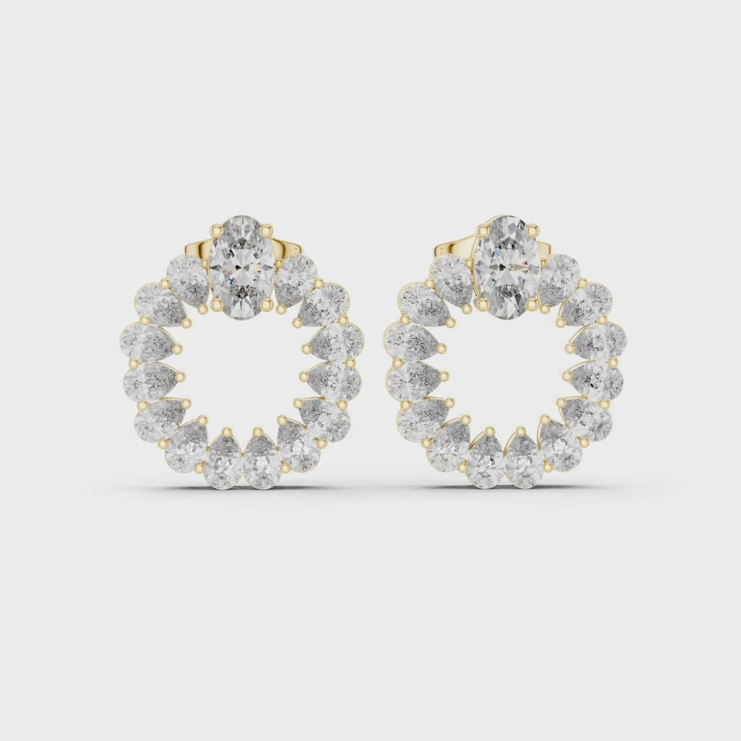 Oval & Pear 4.20 ctw Diamond Open Circle Stud Earrings - E1141