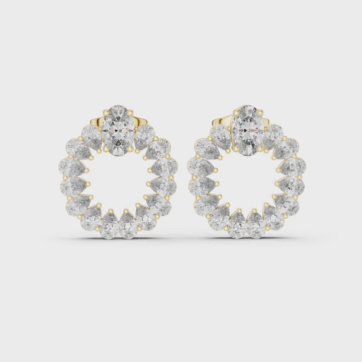 Oval & Pear 4.20 ctw Diamond Open Circle Stud Earrings - E1141