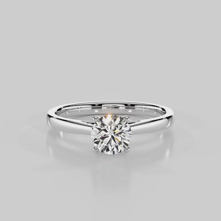 “Classic Royalty” Solitaire Engagement Ring Setting With Round Cut Diamond  — R1005 White Gold