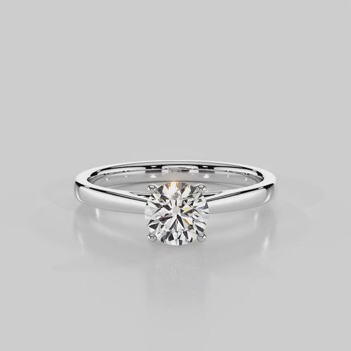 “Classic Royalty” Solitaire Engagement Ring Setting With Round Cut Diamond  — R1005 White Gold
