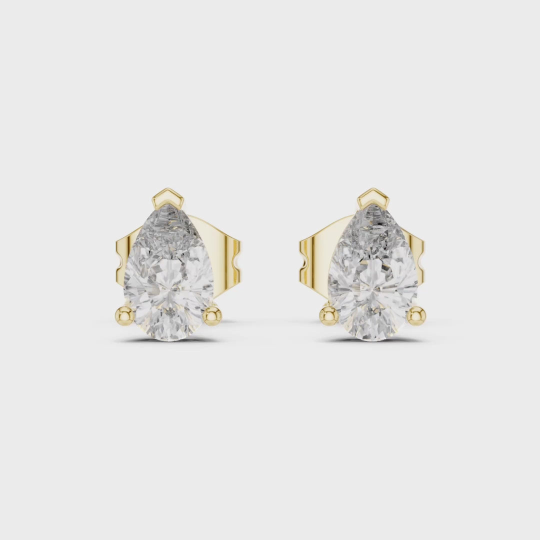 Pear Shape 1.00 ctw Diamond Crown Stud Earrings - E1153