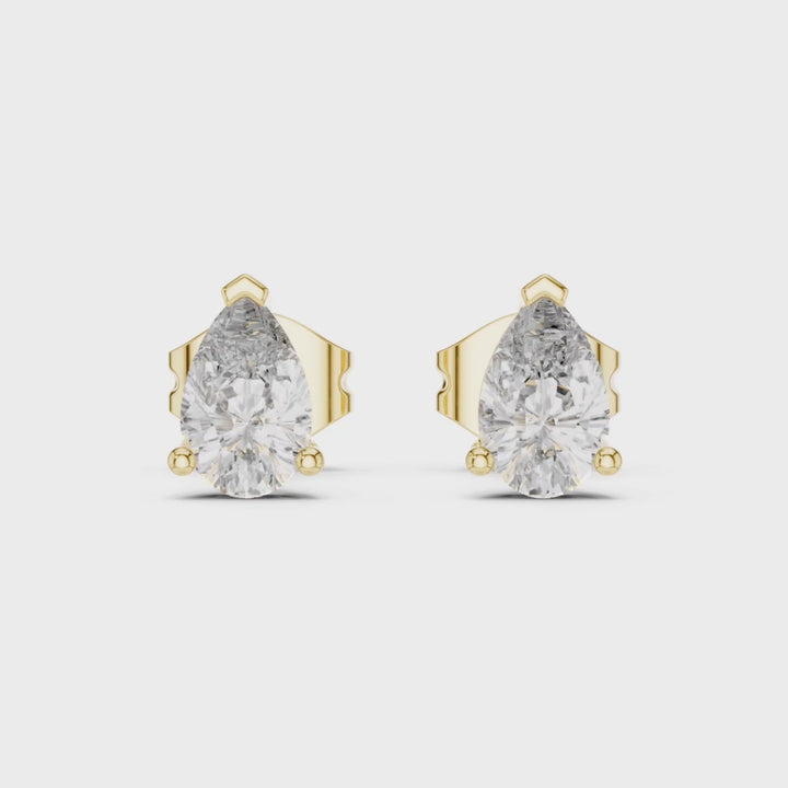 Pear Shape 1.00 ctw Diamond Crown Stud Earrings - E1153
