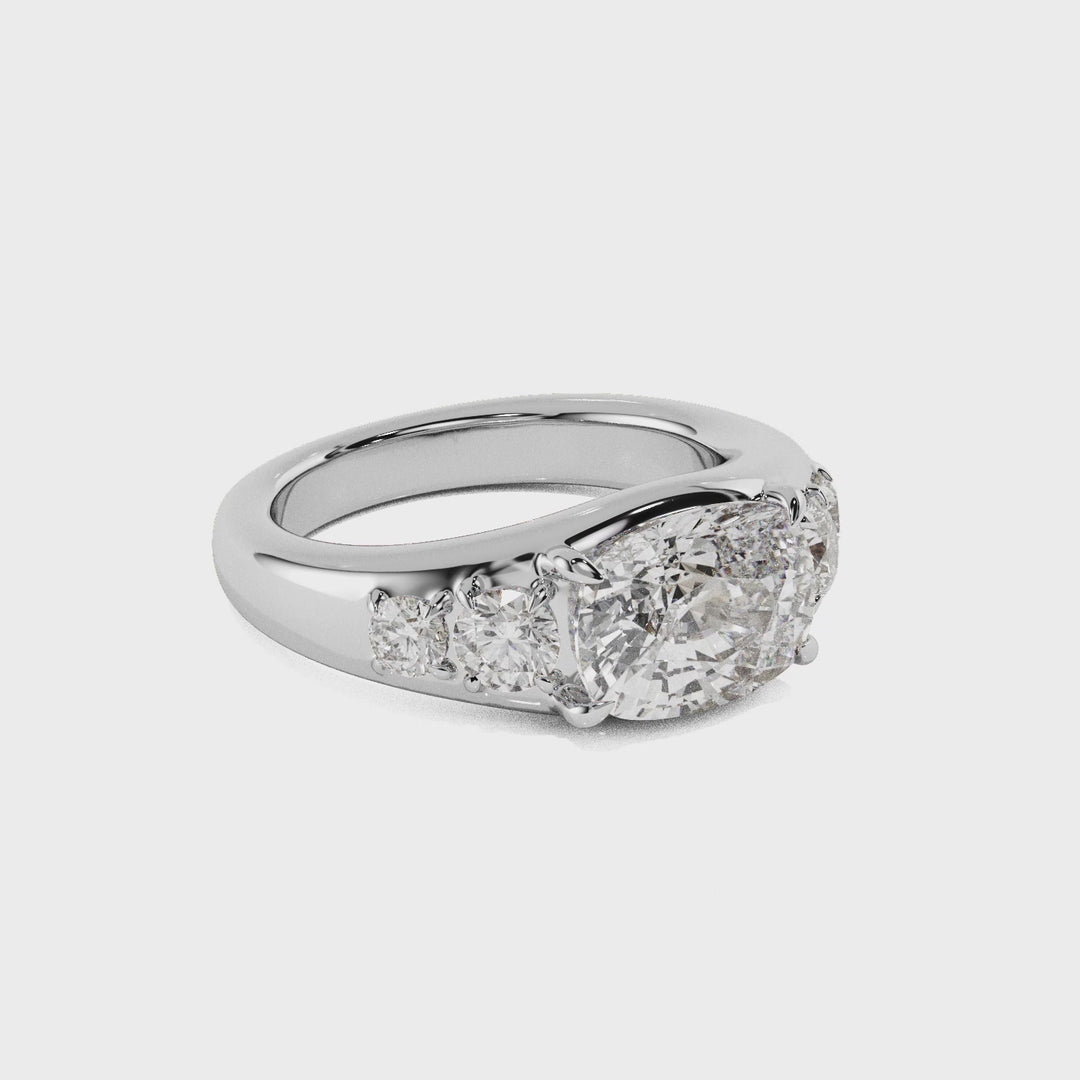 Five-Stone Cushion & Round Lab Diamond Engagement Ring - R1271