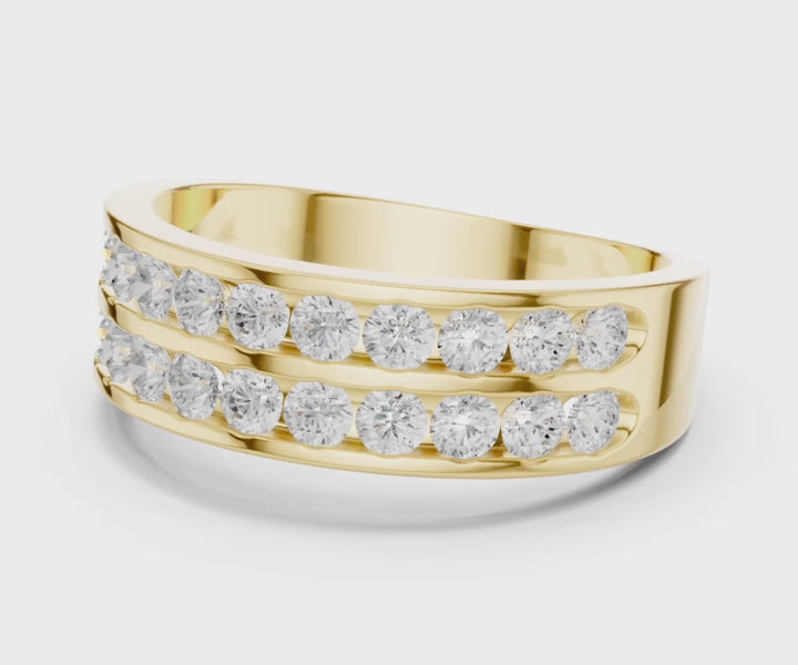Double Row Round 1.3 ctw Diamond Men's Band - B1130