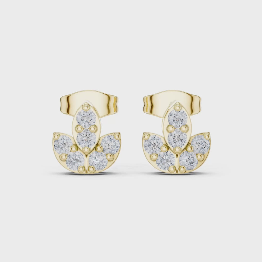 Lotus Cluster 0.35 ctw Diamond Stud Earrings - E1154