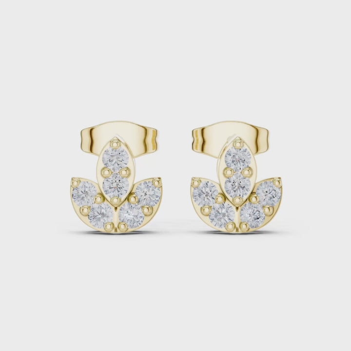 Lotus Cluster 0.35 ctw Diamond Stud Earrings - E1154