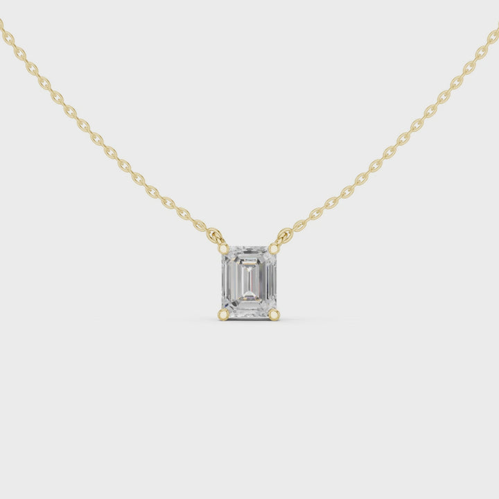 Emerald Cut Diamond Solitaire Pendant – P1134EM