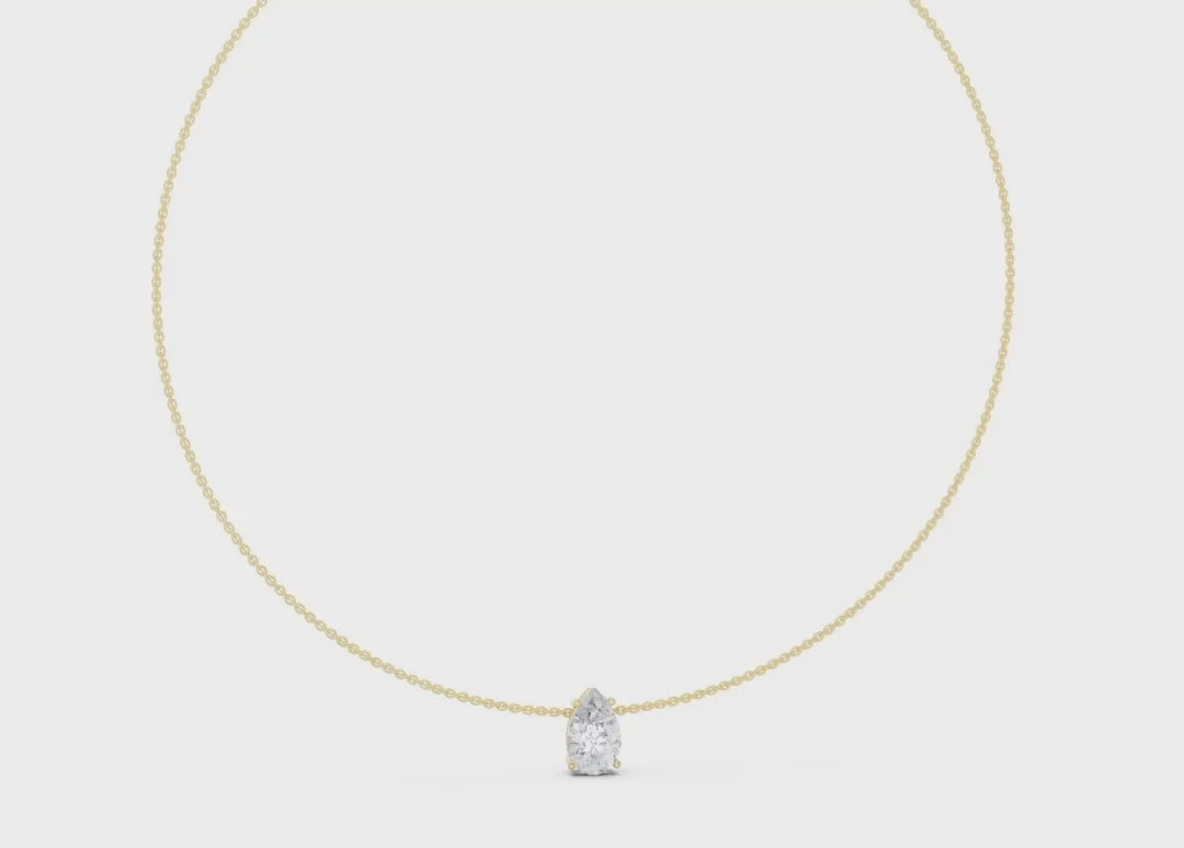 Pear Solitaire 3.0 ctw Diamond Necklace - P1120