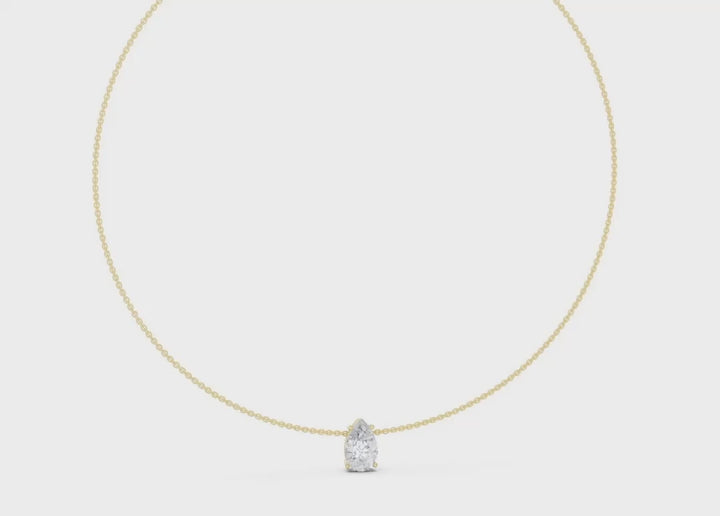 Pear Solitaire 3.0 ctw Diamond Necklace - P1120