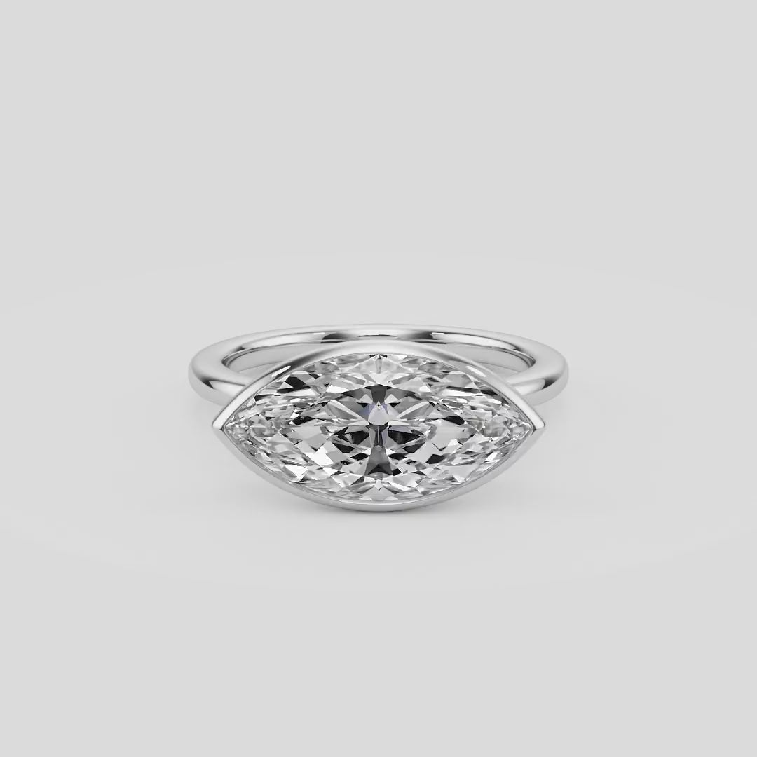 Royal Marquise East West Bezel Engagement Ring - R1015