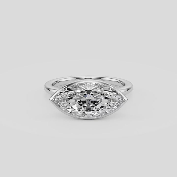 Royal Marquise East West Bezel Engagement Ring - R1015