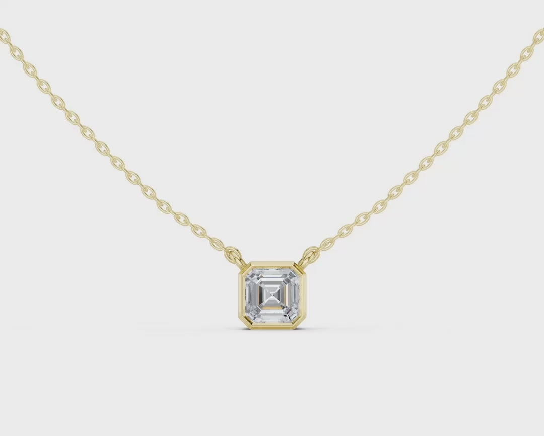 Asscher Cube 1.5 ctw Diamond Necklace - P1119