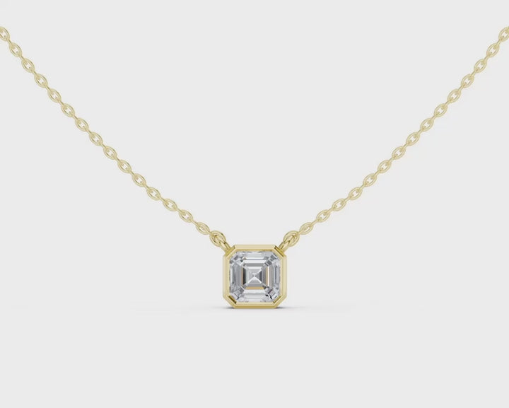 Asscher Cube 1.5 ctw Diamond Necklace - P1119