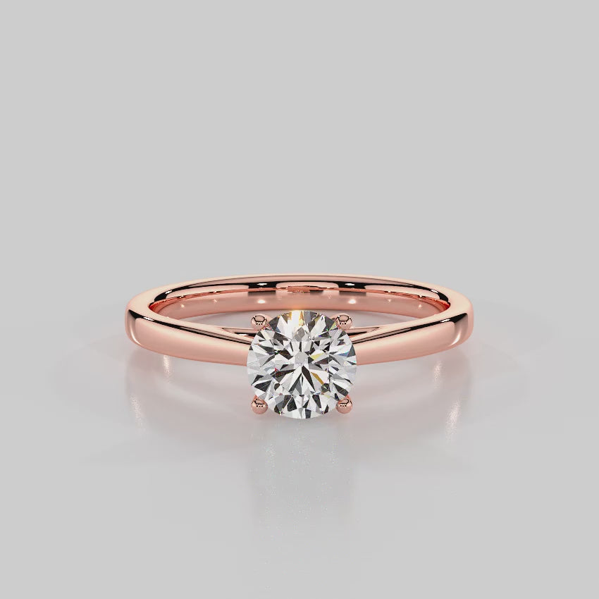 “Classic Royalty” Solitaire Engagement Ring Setting With Round Cut Diamond  — R1005 Rose Gold 