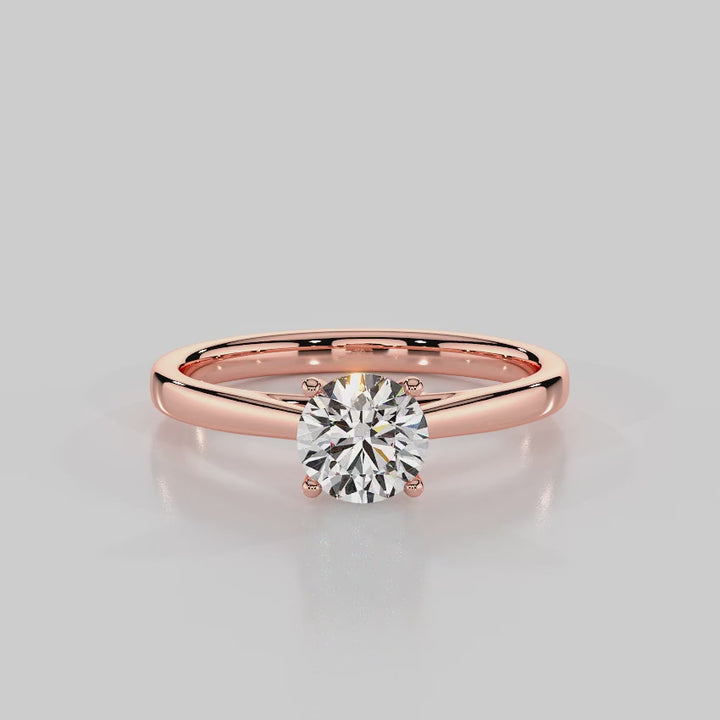“Classic Royalty” Solitaire Engagement Ring Setting With Round Cut Diamond  — R1005 Rose Gold 