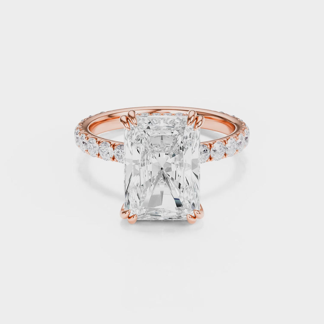 Lumière Radiant Cut Diamond Pavé Engagement Ring - R1272