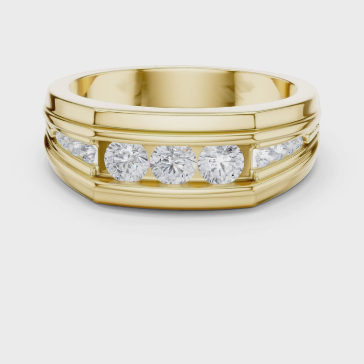 Channel Set Round Diamond Men's Band - B1136