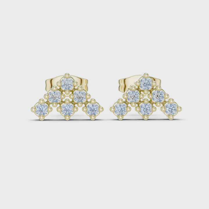 Diamond Cluster Stud Earrings - E1131
