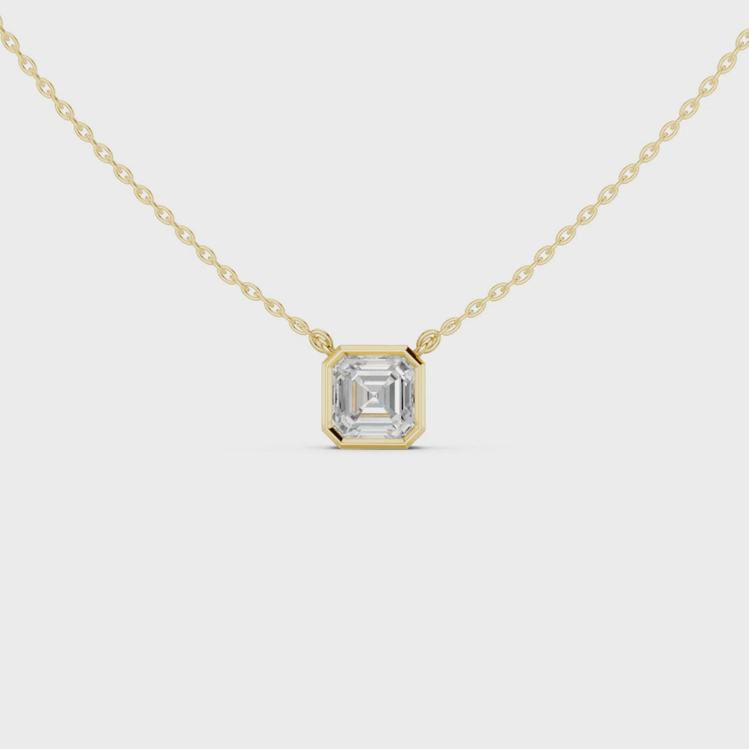 Asscher Cut Diamond Bezel Solitaire Pendant - P1135AS