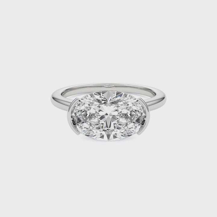 Adore Half Bezel Oval Diamond Engagement Ring - R1048