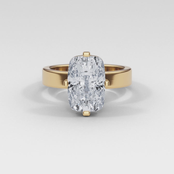 Elongated Cushion Solitaire Ring - R1028