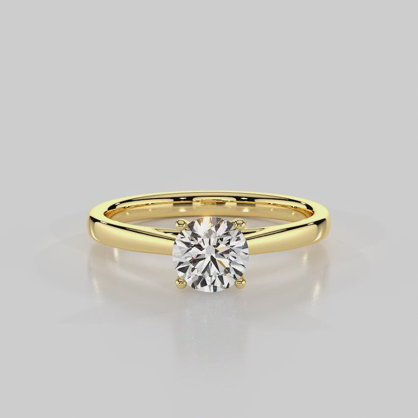 “Classic Royalty” Solitaire Engagement Ring Setting With Round Cut Diamond  — R1005 Yellow Gold